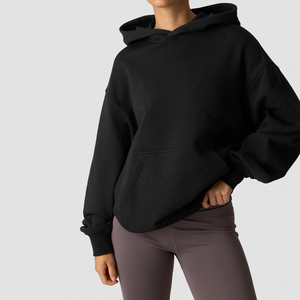 Haut à capuche oversize de haute qualité pour femme, à manches longues et épaules tombantes, séchage rapide, léger, tendance - Product Image 6