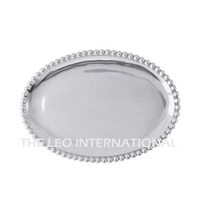 Bandeja Decorativa de Madera de Acacia para Cocina y Hogar, con Curvas Geométricas y Asas de Metal - Product Image 4