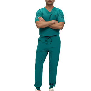 Conjunto de uniforme médico de enfermería con cuello en V para hombre, con pantalones de pierna recta, top y pantalones médicos a pedido. - Product Image 4