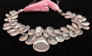 Natural Rose Quartz Smooth Pear Shape Briolette 7x11-8x12 MM Quartz Gemstone <b>Beads</b> 8 Inch Smooth Rose Quartz <b>Beads</b> For Jewelry - Product Image 4