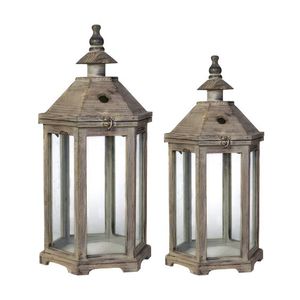 Portavelas de madera con puerta de cristal y asa de cuerda, hecho a mano, decoración rústica para el hogar - Product Image 1