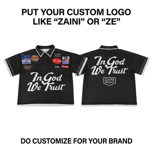 Camiseta Polo de Piqué de Poliéster de 220 GSM, Negra con Detalles Blancos, Bordado Personalizado, Logotipo por Sublimación, OEM, ODM - Product Image 1