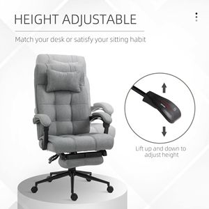 Sedia da Ufficio Ergonomica Reclinabile Executive con Supporto Lombare, Poggiapiedi e Poggiatesta, Finitura Grigio Chiaro (Base in Nylon Certificata BIFMA, PU) - Product Image 4