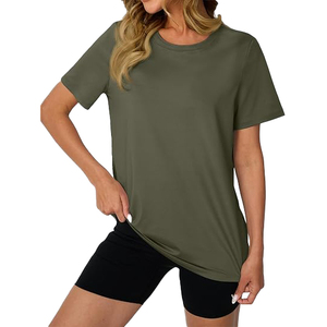 Camisetas Casuales de Poliéster para Mujer Morning Comfort, Cuello Redondo, Manga Corta, Estilo Urbano, Secado Rápido, Venta al Por Mayor - Product Image 5