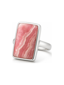 Bague en pierre précieuse rhodochrosite pour femmes |   Cadeau spirituel |   Style punk |   Évalué par des tiers |   Coupe émeraude |   Naturel |   Vêtements de tous les jours - Product Image 1