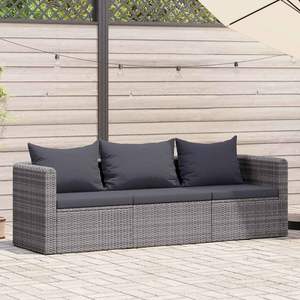 Conjunto de 3 Piezas de Sofá de Jardín de Ratán Sintético Gris, Muebles Cómodos para Exteriores - Product Image 1