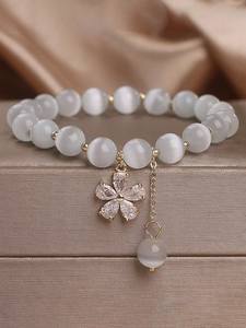Bracelet en résine coloré fait main, écologique, Feng Shui, perles extensibles, accessoires de bijoux pour femmes, style tendance - Product Image 1