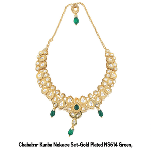 Conjunto de Collar Choker Kundan - Chapado en Oro NS614 Verde - Product Image 2