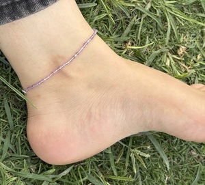 Natural Amethyst Faceted <b>Beaded</b> Anklet 925 Sterling <b>Silver</b> Adjustable DIY Gemstone Handmade Wholesale Fine Jewelry Gift Unisex - Product Image 1