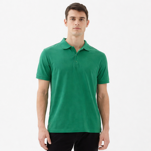 Camiseta Polo Personalizada para Hombre, Algodón Piqué, Verde Liso, Fabricante de Marca Privada OEM ODM - Product Image 1