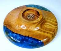 Bol rond en bois classique, fait main, écologique, avec résine époxy décorative, idéal comme coupelle à trempette et plat à bagues