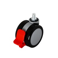 Roue pivotante industrielle robuste à double roue en PA6/Nylon avec frein, qualité hospitalière, capacité de charge de 70 kg