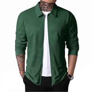 Autumn Men's Slim Fit Plain Dyed <b>Vintage</b> <b>Bomber</b> <b>Jacket</b> Casual Zipper Regular Sleeve Solid Color Outerwear XL Winter - Product Image 3