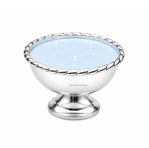 Silver Metal <b>Candle</b> Empty Bowl for <b>Candle</b> Making Decorative <b>Candle</b> Holder Pedestal Centerpiece for Tabletop Home Decor <b>candle</b> - Product Image 1