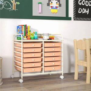 Carrello portaoggetti a 2 file, 10 livelli, 12 cassetti, con ruote, per cucina e soggiorno, cassetti multicolori, struttura bianca, per alimenti e pulizia - Product Image 6