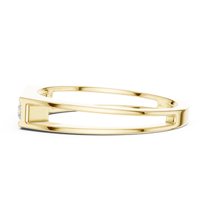 Bague barre moderne de luxe pour homme en or jaune 14K avec cinq diamants de laboratoire taille ronde 1 carat, plaqué rhodium - Product Image 3