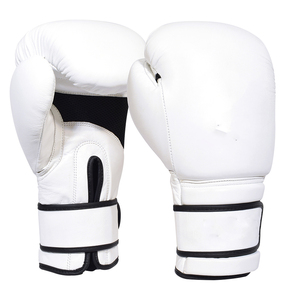 Gants de boxe en cuir véritable personnalisés en gros, blanc uni, pour entraînement professionnel, sparring, équipement de Muay Thai, OEM - Product Image 2