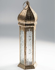 Traditional Metal Lantern Geometric Hexagonal Design Handmade Indoor Hanging Home <b>Decor</b> for Ramadan Living Room Accent - Product Image 1