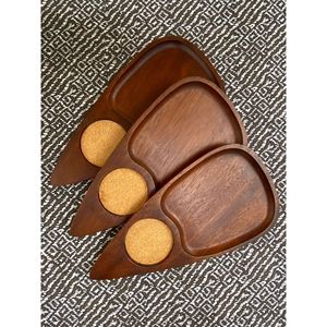 ถาดเสิร์ฟไม้พิมพ์ลายทำมือสำหรับชา กาแฟ ขนม อาหารเช้า-ถาดตกแต่ง - Product Image 1