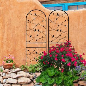 Set di 2 tralicci da giardino in metallo antiruggine neri da 180 cm x 50 cm per decorazioni esterne e supporto per piante rampicanti - Product Image 4