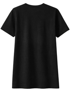 Camiseta Negra Personalizada con Apliques de Patchwork para Mujer, Cuello Redondo, Manga Corta, Estilo Casual Urbano, Top Gráfico con Logotipo Personalizado OEM - Product Image 5