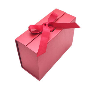 New Arrival Custom Printing Matte Glossy <b>Magnetic</b> Flip Top Rigid Cardboard <b>Gift</b> Packaging <b>Box</b> with Ribbon - Product Image 1