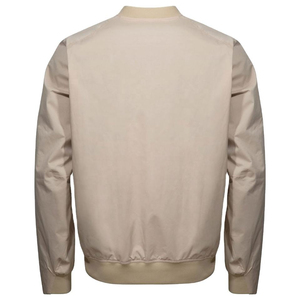 Men's Beige Solid Silk Shell Bomber Jacket Stand Collar Zipper Closure Hooded Breathable Streetwear Winter Wear - Product Image 3