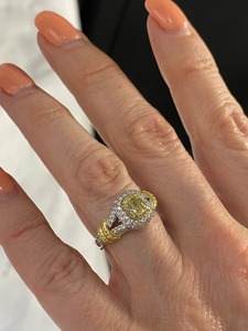 Fancy Yellow <b>Cushion</b> Cut Lab Created Diamond <b>Ring</b> in White Gold Diamond <b>Ring</b> Fine Diamond Jewelry for Women's from India - Product Image 5