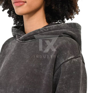 Custom Logo Front Knitted Women Acid Wash Hoodie Streetwear Wholesale <b>Cheap</b> Price Heavyweight - Product Image 6