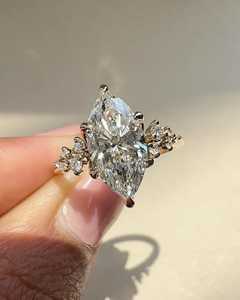 Anillo de Compromiso Vintage con Diamante Cultivado en Laboratorio, Corte Marquesa, 3 CT, Certificado IGI, Oro Sólido de 14K - Product Image 2