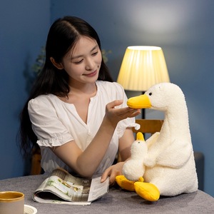 Nuevo gran Kawaii ganso blanco y madre-hijo abrazo pato juguete de peluche de mano PP algodón relleno con forro de malla para niños niñas - Product Image 5
