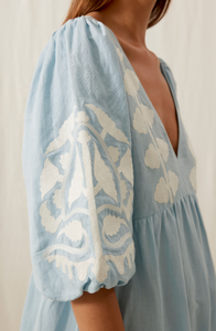 Impresionante hermoso estilo ucraniano tradicional vestido de lino de lujo de alta calidad de manga corta Casual cremalleras luz caliente Natural - Product Image 3