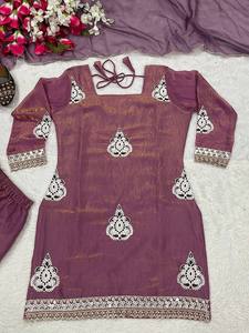 Ramdev Trading Elegant Women's Modern Party Wear Fendy Silk <b>Kurti</b> Palazzo Set with Heavy Sequence Work Quick Dry - Product Image 4