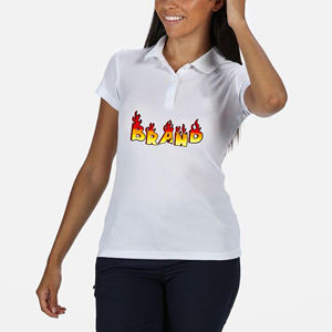 Camisas Casuales de Poliéster/Algodón para Mujer al por Mayor, con Logotipo Bordado Personalizado, Tejido de Punto Transpirable, Manga Corta, Color Sólido - Product Image 6