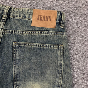 Pantalon cargo en denim délavé à taille haute pour homme, coupe ample, style décontracté avec grandes poches, idéal pour l'automne - Product Image 5