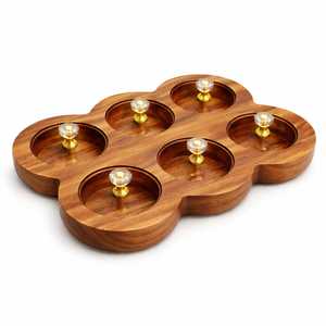 Wholesale Supplier Handcrafted Food Safe Spice <b>Box</b> <b>Masala</b> Dabba Acrylic Lid with 6 Round Compartments Rectangular Spice <b>Box</b> Set - Product Image 3