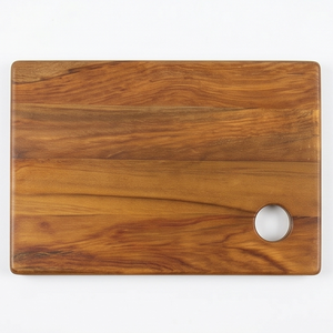 Planche à découper 100 % écologique en bois naturel avec trou de suspension pour servir et hacher les aliments en cuisine, finition de qualité alimentaire - Product Image 1