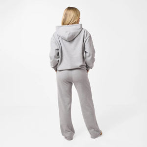 Ensemble de survêtement décontracté pour femmes en coton gris uni à 100% avec capuche et coupe ample en 2 pièces pour l'hiver - Product Image 6