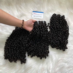 Extensiones de Cabello Humano Virgen Vietnamita 100% con Rizo Pixie, Doble Trama, Puntas Gruesas y Llenas, Color Negro Natural, Precio al por Mayor - Product Image 1