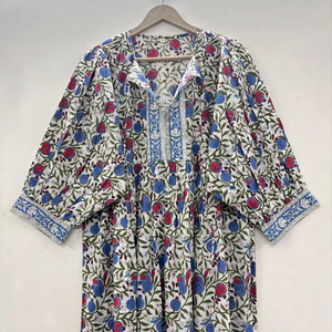 Vestido Midi Informal para Mujer, 100% Algodón Tejido, Estampado Floral Liso/Sólido, Detalles Estructurales, Manga Corta, Cintura Imperio, Estilo Babydoll - Product Image 1