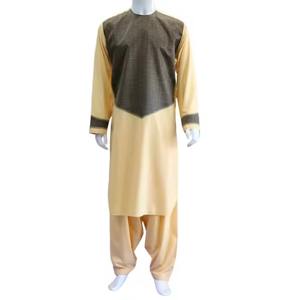 Sofisticados Vestidos Afganos de Colores para Hombre con Bordado Tradicional en Tono Arena y Diseño Clásico de Corte Holgado - Product Image 1