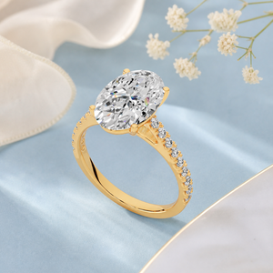 Bague de fiançailles au meilleur prix avec diamant solitaire ovale et rond cultivé en laboratoire, or 14 carats, fournisseur de bijoux fins en gros OEM - Product Image 1