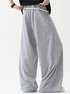 Men's Baggy Pants Barrel Y2k Rope <b>Drawstring</b> Wide Leg Oversized Track Pants Streetwear <b>Trousers</b> - Product Image 5