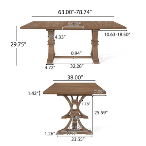 Ensemble de salle à manger traditionnel en bois pour 6 personnes avec chaises rembourrées et table rectangulaire, style antique, meubles de maison - Product Image 5