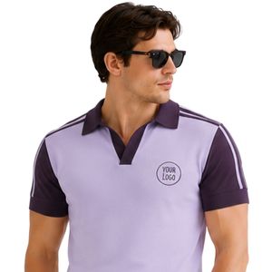 Lavender and Deep Purple <b>Mens</b> Polo <b>Shirt</b> and Shorts Set Contrast Collar Casual Summer Two Piece Outfit Custom Logo Premium - Product Image 4
