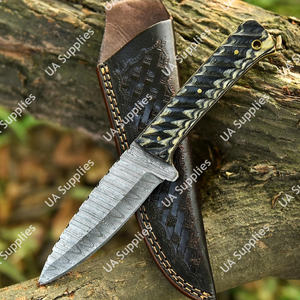 Couteau de chasse et de camping à lame fixe en acier Damas, pointe tombante, qualité industrielle supérieure, support OEM/ODM en gros - Product Image 5