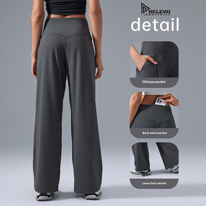 Pantalones Deportivos de Cintura Alta para Mujer – Pantalones de Yoga Holgados de Pierna Recta con Bolsillos Personalizados - Product Image 2