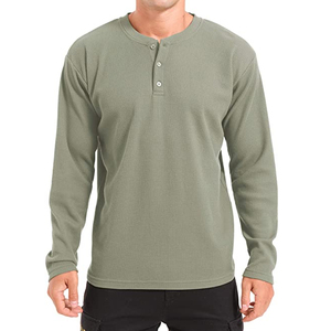 Men's <b>Long</b> <b>Sleeve</b> <b>White</b> Cotton Henley <b>Shirt</b> Regular Fit O-neck Men's jersey <b>t</b>-<b>shirt</b> Casual style top - Product Image 2