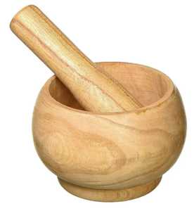 Skies Trader Ensemble mortier et pilon en bois foncé à motif incrusté, broyeur manuel d'herbes et d'épices, presse-ail, bol de broyage de cuisine - Product Image 2
