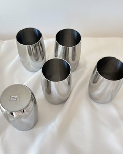 Tasses vintage italiennes en acier inoxydable par AMC - Verre à boire en métal argenté / Verre à eau / Gobelet - Product Image 5